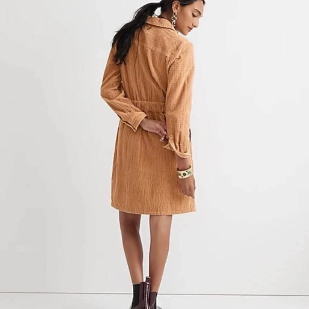 J.Crew Zip-front Cinched Waist Corduroy Mini Dress Pale Mocha Preppy Women US 6